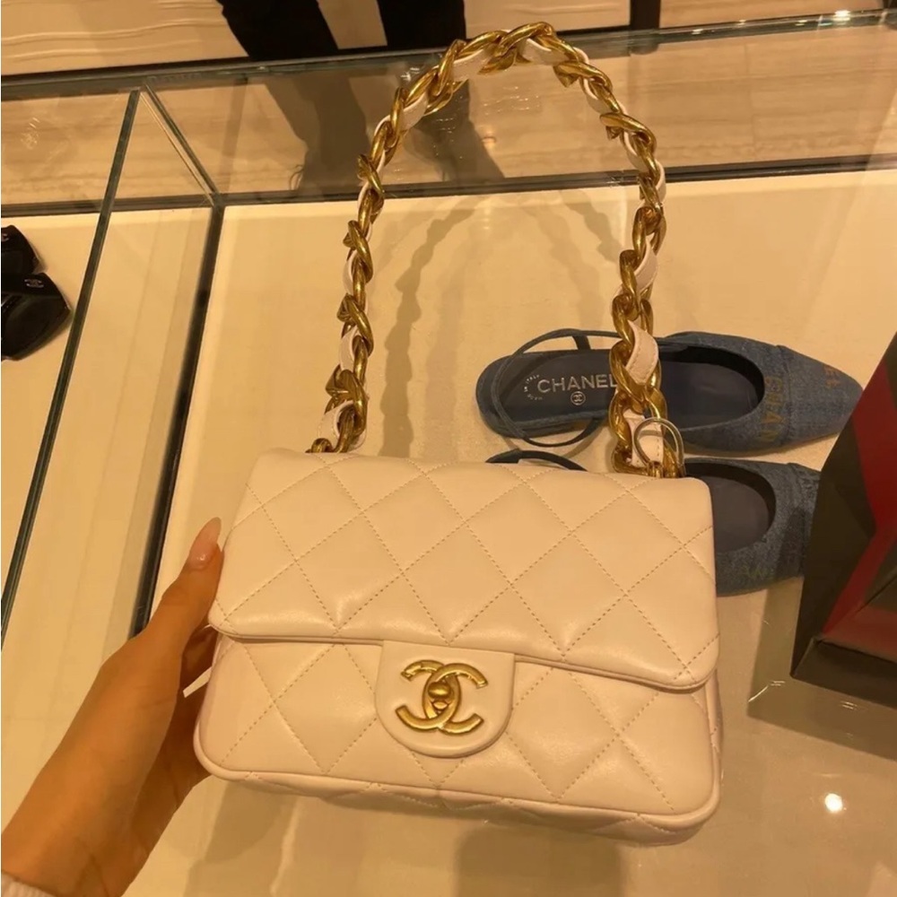 CHANEL White FunkyTown Flap Bag GHW